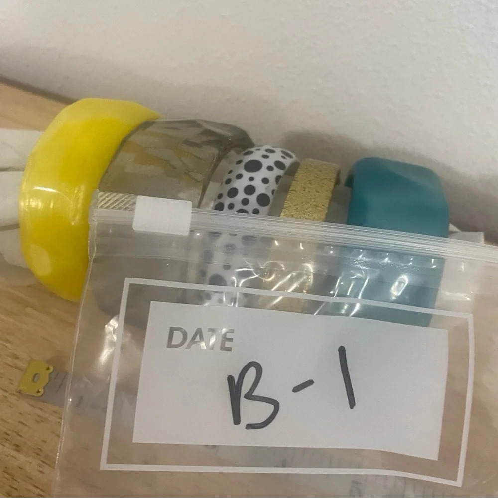 Stack Set Chunky Bangles Bracelets Sparke Blue Ye… - image 3